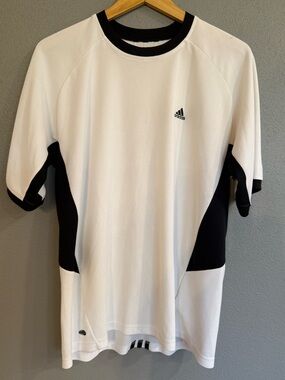 Adidas Men’s White & Black Athletic Tennis Shirt